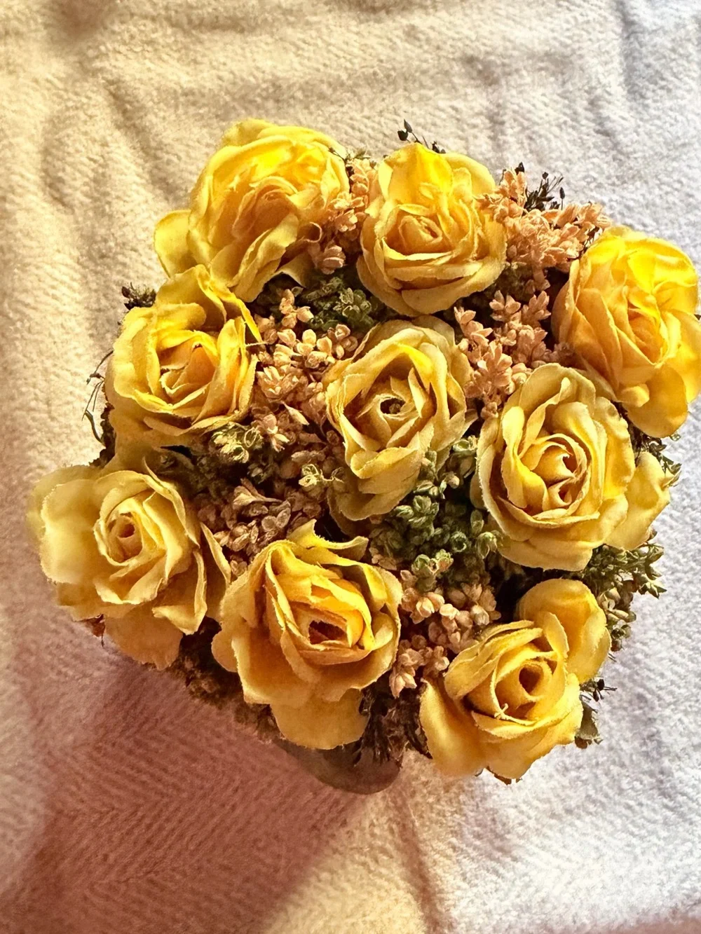 Handcrafted Pink and Yellow Rose Accent Pair - Decorative Floral Arrangement